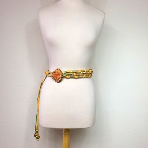 Vintage 70’s Sea Shell Roped Metallic Braided Belt